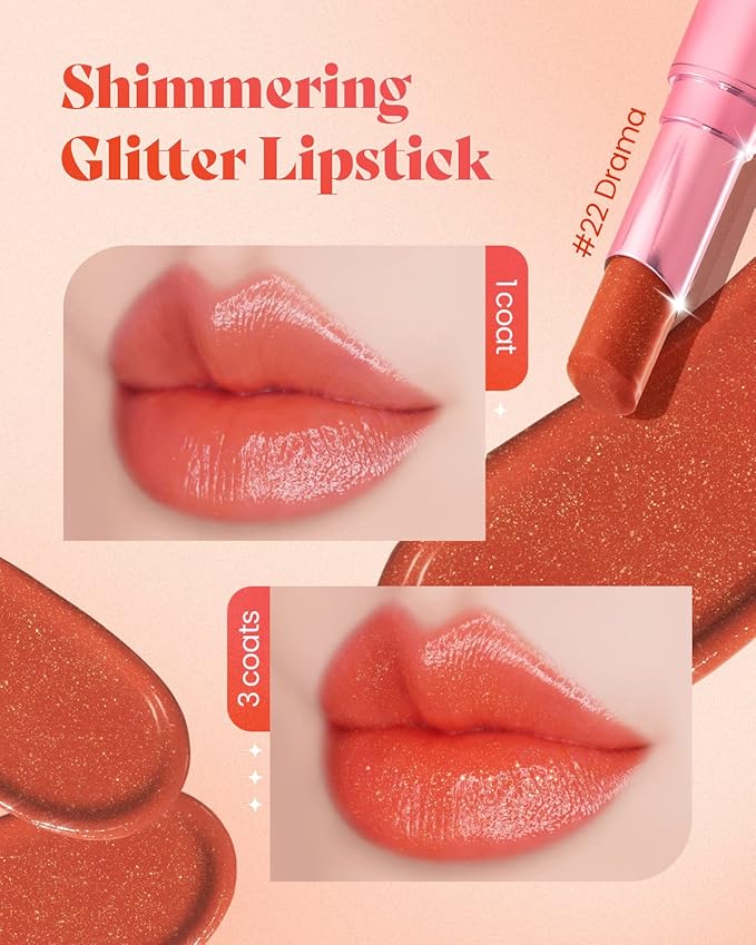 AMTS Tinted Lip Balm - Drama | Hydrating Glitter Lipstick | Pearl Shimmering Daily Lip Makeup for dry, cracked, chapped lips | korean beauty Moisture Lip Tint-Velvo Beauty