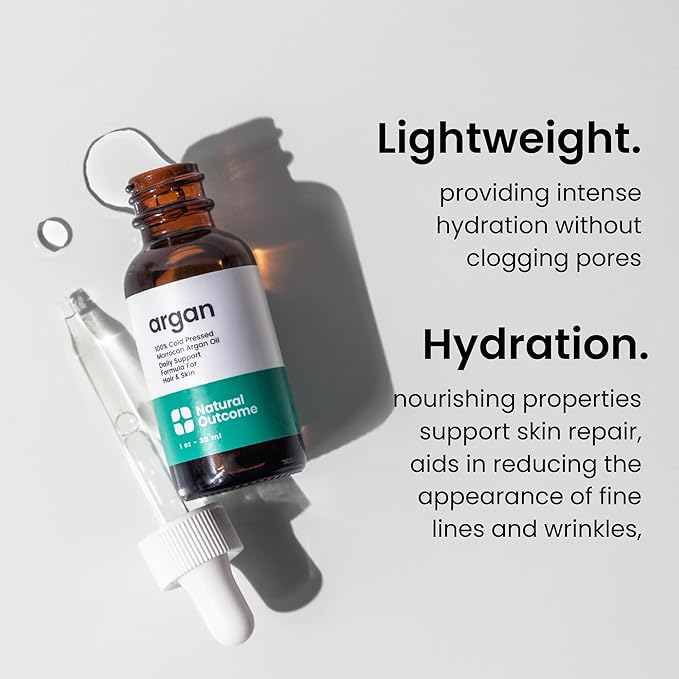 Argan Oil 100% Pure Moroccan Cold-Pressed Face, Body and Hair Lightweight Oil for Moisturizing, Hydrating & Skin Nourishment, 1 oz-Velvo Beauty