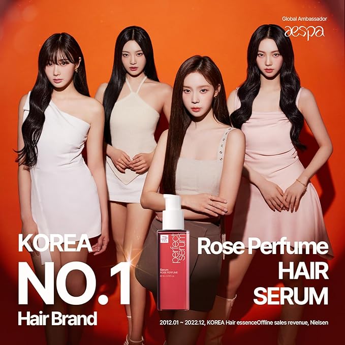 Mise En Scene Perfect Rose Perfume Serum - Korean Hair Essence with Rose Scent, Argan Oil for Damaged Hair Care, 2.70 fl. Oz-Velvo Beauty