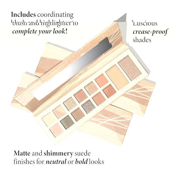 LAURA GELLER NEW YORK Laura's Essentials Artistic & Authentic Makeup Artistry 12 Multi-Finish Eyeshadows 1 Highlighter, 1 Blush Full Face Palette-Velvo Beauty