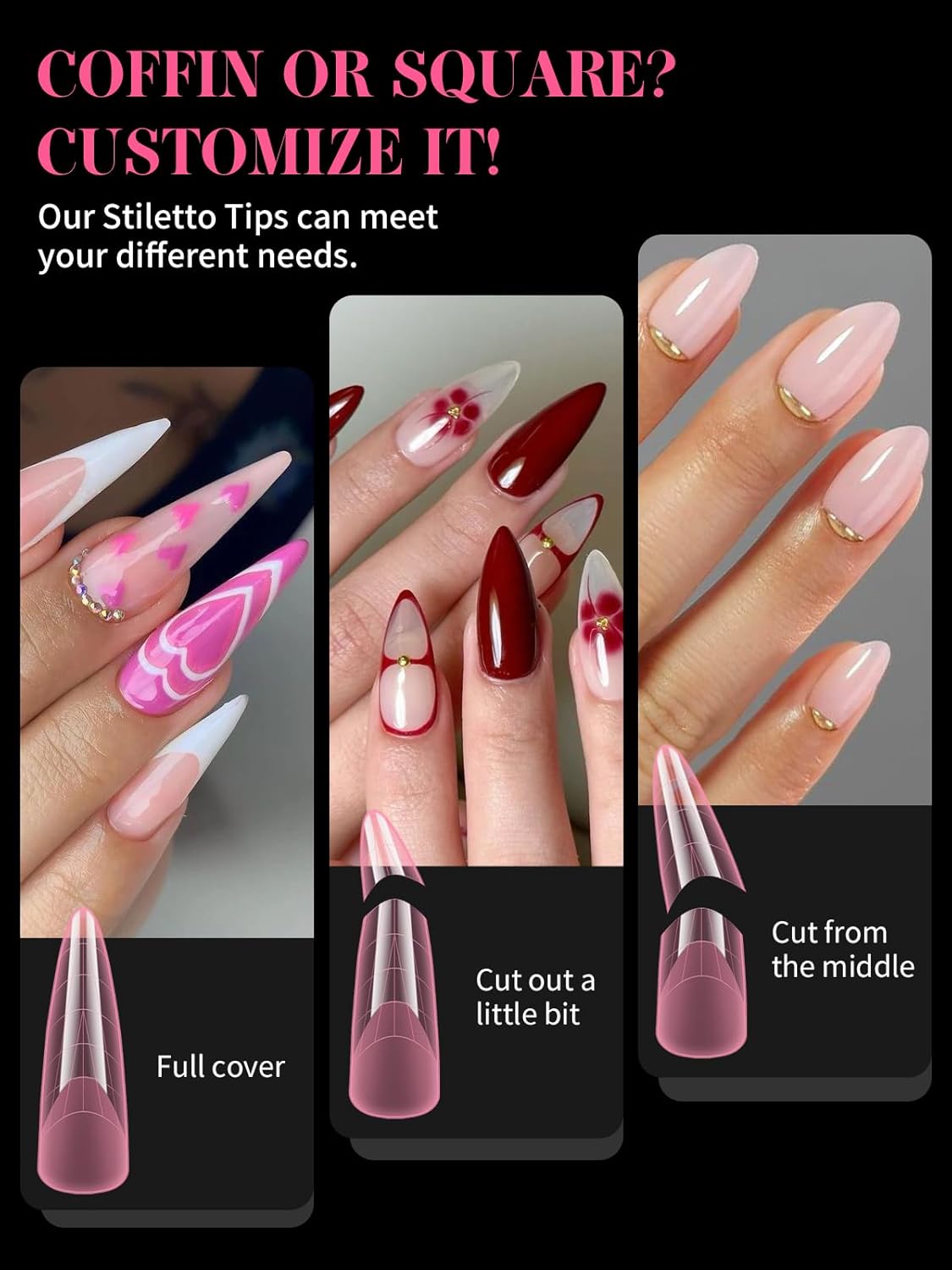 EBANKU Pink Dual Nail Forms, Full Cover Nail Mold Tips Acrylic Nail Extension Tools Scale for Poly Gel Nail Art Salon Nails Design, 96PCS-Velvo Beauty