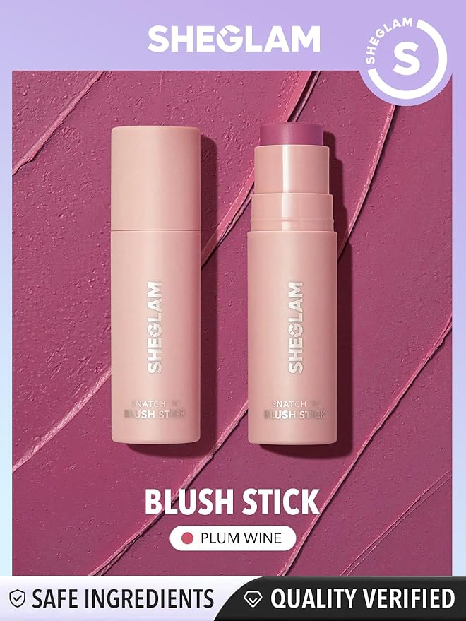 SHEGLAM Snatch N Cream Blush Stick Longlasting High Pigment Blush for Cheeks - Plum Wine-Velvo Beauty
