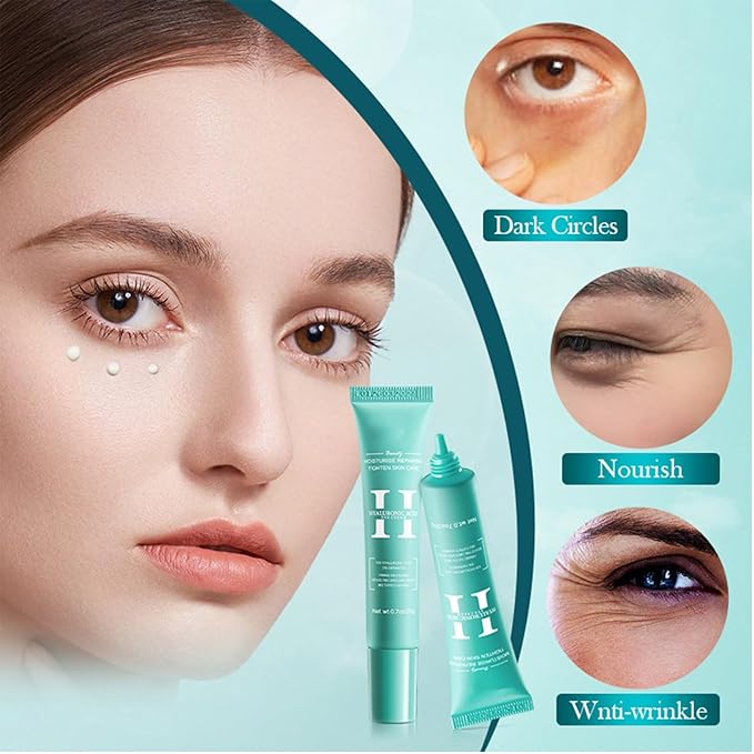 2 PCS Hyaluronic Acid Repair Eye Cream for Dark Circles,Bags Under and Puffiness,Eye Wrinkle Firming Cream Moisturise Repairing Thghten Eye Skin Care-Velvo Beauty