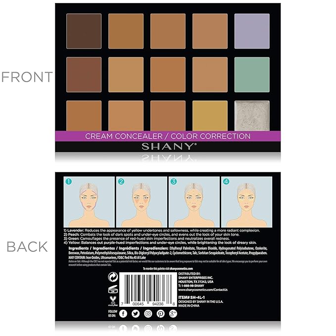 SHANY Cream Concealer Foundation Color Corrector Makeup Palette with Mirror - 12 Color Cosmetics Palette - CONCEALER-Velvo Beauty