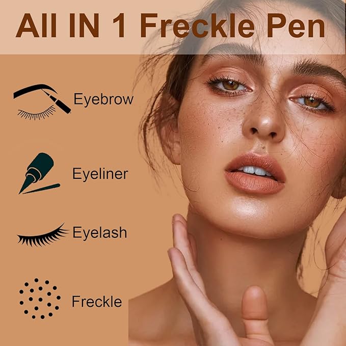 Freckle Pen, Freckle Makeup Pen for Face, Waterproof Long Lasting Quick Dry Faux Freckle Pen, Soft Artificial Freckles Makeup Face Decoration, Create Natural Sunkissed Skin (Chestnut)-Velvo Beauty