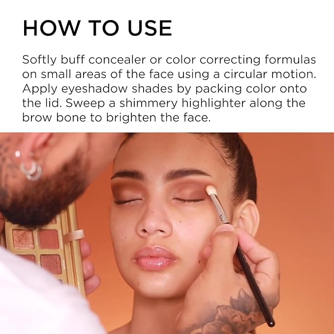 Sigma Beauty Professional E28 Detail Buffer Brush – Professional Eyeshadow Brush for Seamless Cream or Liquid Eyeshadow Blending, Packing on Metallic Shades & Highlighting the Brow Bone (1 Brush)-Velvo Beauty