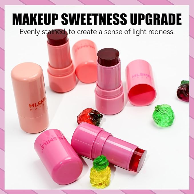 Cooling Water Jelly Tint,Jelly Blush Stick,Long Lasting Milk Jelly Blush Stick-1,000+ Swipes Per Stick,Jelly Texture Moisturising,Buildable Watercolor Finish (B, S)-Velvo Beauty