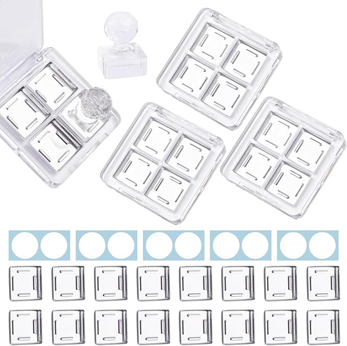 Framendino, 4 Sets Acrylic Empty Eye Shadow Pallet 4 Grids Eye Shadow Storage Case with Acrylic Seal for DIY Craft-Velvo Beauty