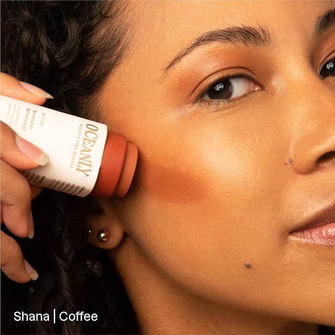 Bundle of ATTITUDE Oceanly Lightweight Highlighter Stick, Titanium Dioxide-Free, EWG Verified, Plastic-Free, Vegan Makeup, Golden Rose, 0.3 Oz + Oceanly Lightweight Bronzer Stick, Coffee, 0.3 Oz-Velvo Beauty