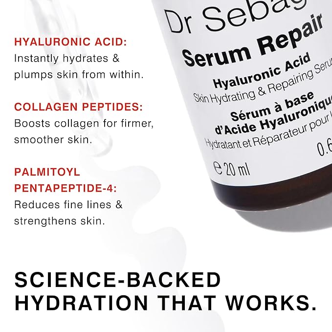 Serum Repair (0.68 fl oz) | Award-Winning Hyaluronic Acid Facial Hydrator | Anti Aging & Wrinkle | Skin Moisturising & Repairing Formula | Collagen Boosting Youthful Glow For Women & Men-Velvo Beauty