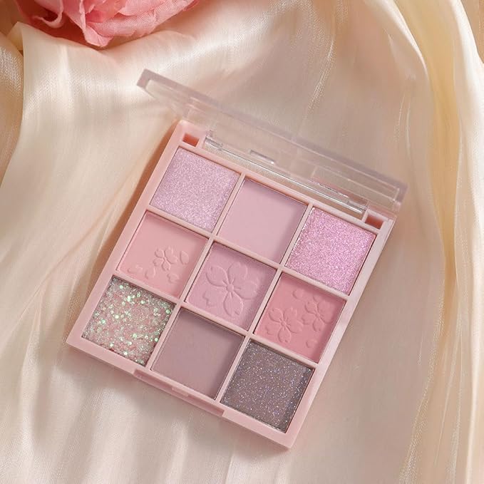 Light Pink Eyeshadow Palette,Neutral Nude Powder Eye Shadow for Older Women,Highly Pigmented Natural Long Lasting Naturing-Looking Pink Makeup Palette,Talc,Paraben Vegan & Cruelty Free-Velvo Beauty