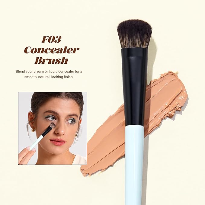 Jessup Face Makeup Brushes with Makeup Sponge, 3pcs Double Ended Makeup Brush for Foundation Contour Blush Highlight and Concealer Brush, Premium Synthetic Brush Set with Gift Box, T510-Velvo Beauty