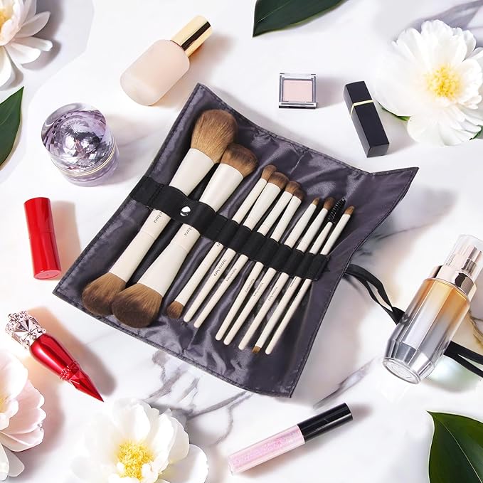 Makeup Brush Set 10pc, Dual-Ended Makeup Brushes For Bronzer, Contour, Eyeshadow, Blush, Concealer & Foundation Application-Velvo Beauty