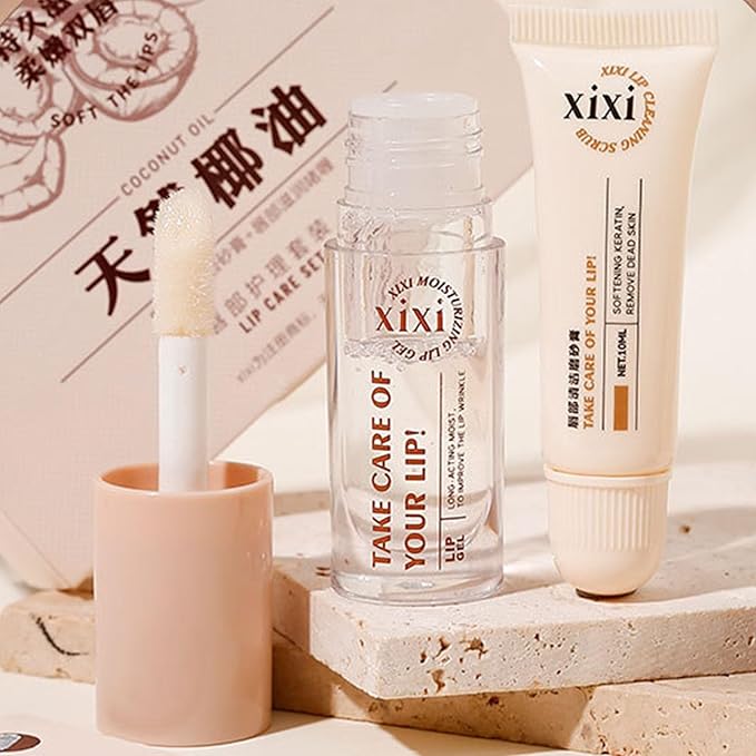 Lip Care Lip Scrub And Moisturizing Gel Set Sleeping Exfoliating Natural plant Oil Korean Therapy For Fuller Plumper-Velvo Beauty