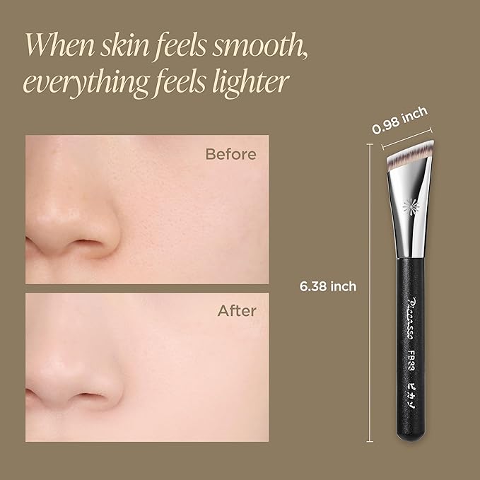 Piccasso FB33 Foundation Brush – Tapping Cover Brush for Liquid & Cream Foundation, Fills Pores with Soft Bristles for Smooth and Flawless Face Makeup, Professional Korean Beauty Tool-Velvo Beauty
