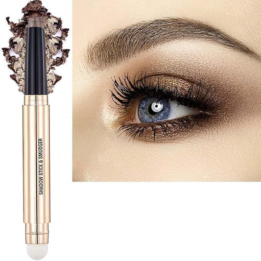 Cocoa Brown Eyeshadow Stick And Sponge Makeup Brush Cream Shimmer Smooth Shadow Pencil Eyeliner Long Lasting Waterproof Eye Shadow Highlighter Stick Hypoallergenic Multi-Dimensional Eyes Look ( # 07)-Velvo Beauty