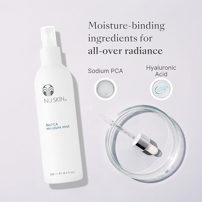Nu Skin NaPCA Moisture Mist | Revitalizing Moisturizer & Cooling Mist with Hyaluronic Acid | Hydrating Spray for Face, Body & Hair | Sodium PCA for All Skin Types | 8 oz | 2 Pack-Velvo Beauty