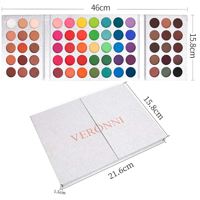 Eyeshadow Palette 65 Colors + 20pcs Makeup Brushes Set + Sponge Blender Sweatproof Pigmented Matte Shimmer Metallic Blendable Soft Pressed Powder Eye Shadow Makeup Palette-Velvo Beauty