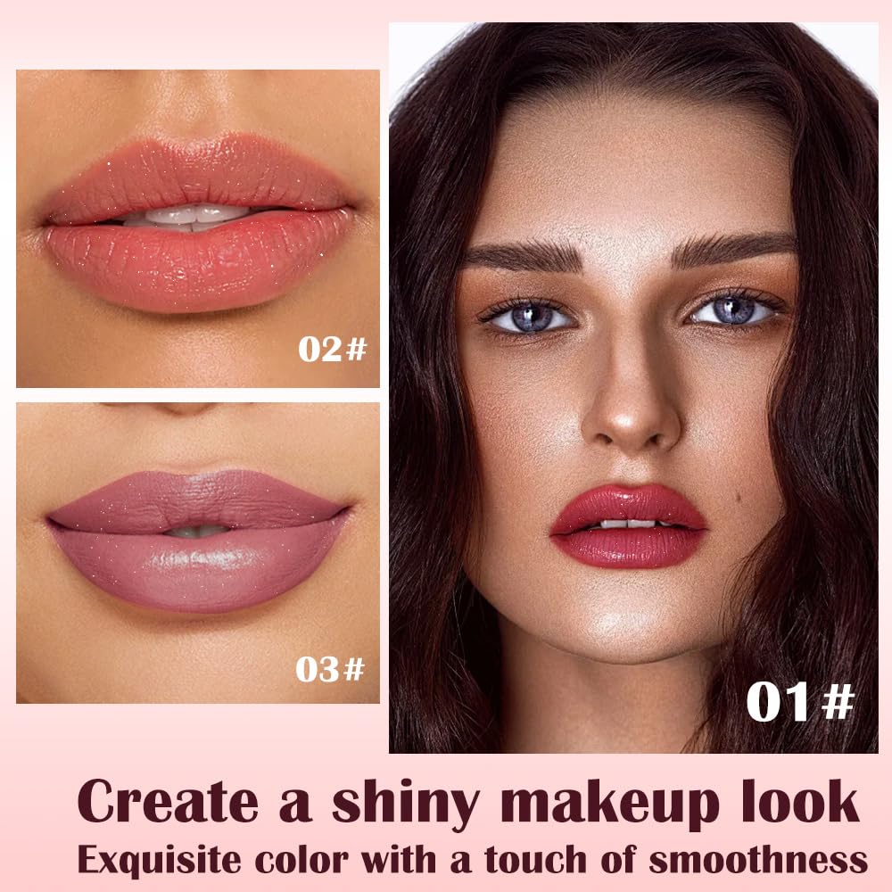 3Pcs Metallic Lipstick for Women,Lightweight Shimmer Frosted Lipstick,Glitter Lip Gloss Stain Long Lasting Waterproof Smudge Proof 24 Hour Full Coverage Lip Makeup,Vegan(01,02,03)-Velvo Beauty