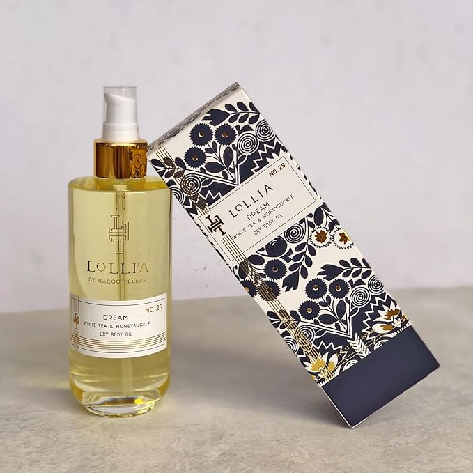 LOLLIA Dream Dry Body Oil, 6.8 Fl. Oz. – White Tea & Honeysuckle – Women’s, Scented, Moisturizing, Dry Body Oil for Women, For All Skin Types-Velvo Beauty