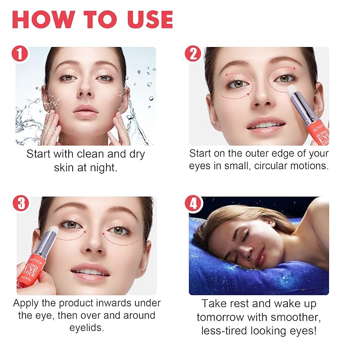 Retinol Eye Stick,Collagen Retinol Eye Cream for Dark Circles and Puffiness, Under Eye Cream Anti Aging, Eye Brightener Stick for Wrinkles Eye Balm Reduces Fine Lines(#1-Retinol Eye Stick)-Velvo Beauty