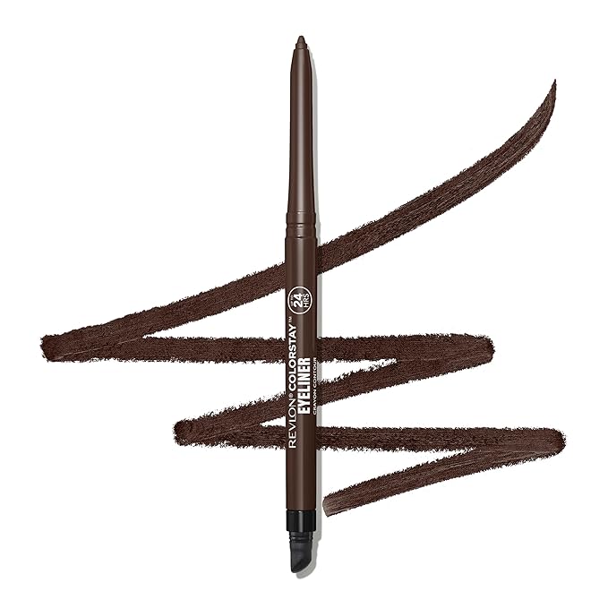 Revlon ColorStay Pencil Waterproof Eyeliner, Smudge-Proof, Eye Makeup with Built-In Sharpener, 202 Black Brown, 0.01 oz-Velvo Beauty