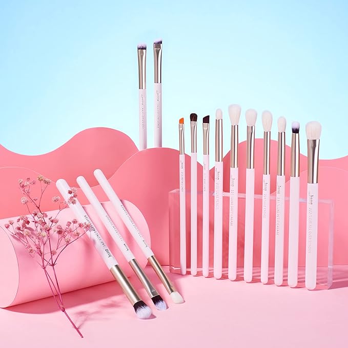 Jessup Eyeshadow Brushes 15pcs, Natural Eye Brush Set for Eyeshadow Blending Concealer Eyebrow Eyeliner, Blushing Bride T294-Velvo Beauty