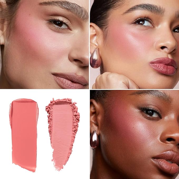 Blush Palette Duo – Cream & Powder Blush Set in Pink, Long-Wearing & Moisturizing, Easy to Blend,Radiant Coverage for Cheeks, Eyes & Lips, Magnetic Makeup Palette Compatible (2-Pack, Coral Kiss)-Velvo Beauty