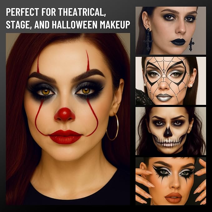 Black Eyeshadow Palette with Mirror Silver Gray Black Tones Matte Shimmer Smokey 6 Colors Mini Eye Shadow Pallet Travel Size Highly Pigmented for Vampire Clown Joker Goth Halloween Makeup-Velvo Beauty