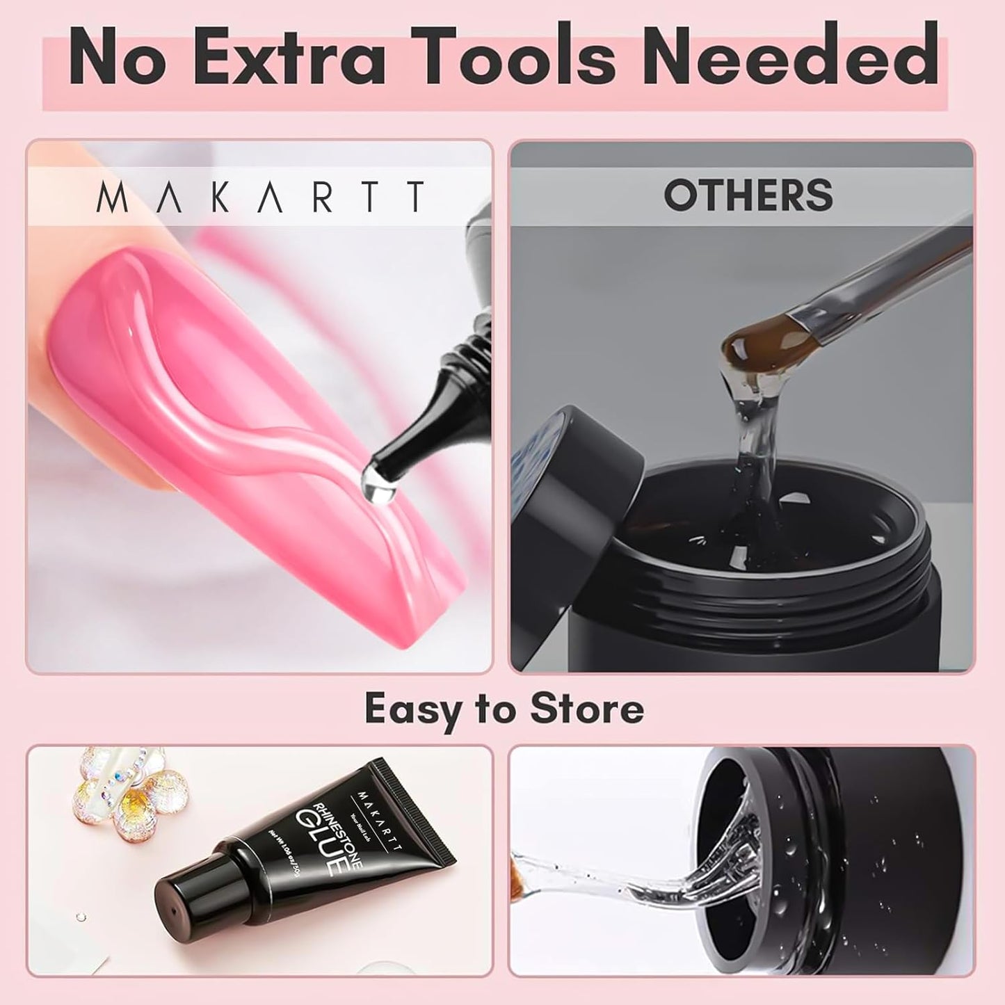 Makartt Nail Rhinestone Glue: Super Strong Gel Glue for Nail Art Decorations, Charms, 3D Bling, Gems, Jewel Diamonds 30ML Cured Need Beauty-Velvo Beauty