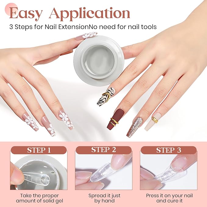 MIZHSE Clear Solid Builder Gel For Nails, 30g Non-Sticky Nail Extension Hard Builder Gel, Nail Strengthen 3D Sculpting Nail Art for Carving Modeling Soak Off Manicure Home-Velvo Beauty