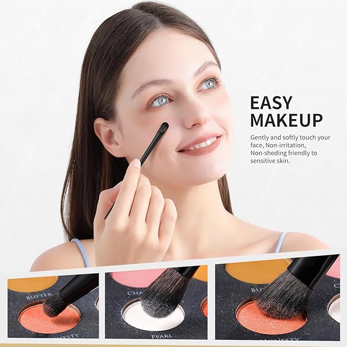 Docolor Makeup Brushes Set Professional 30Pcs Obsidian Makeup Brushes Premium Synthetic Powder Kabuki Foundation Contour Blush Concealer Eye Shadow Blending Eyeliner Crease Eyebrow Make Up Brush Kit-Velvo Beauty