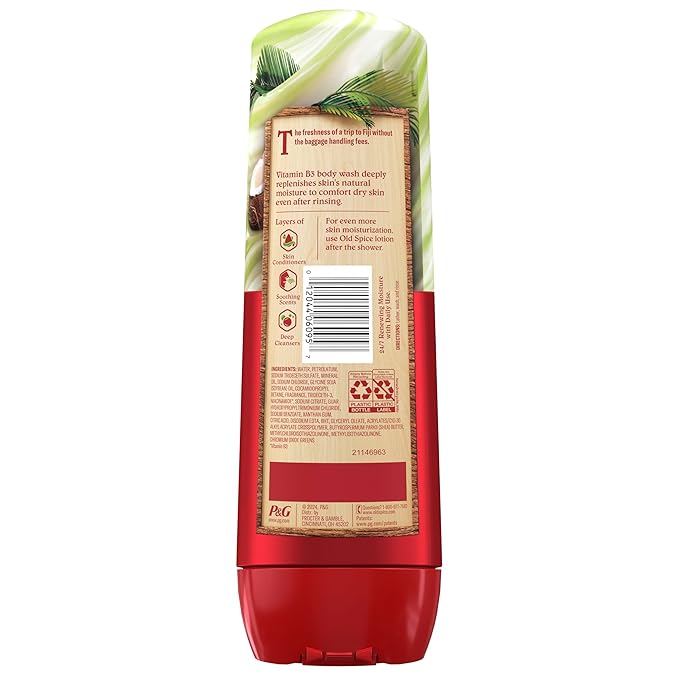 Old Spice Body Wash GentleMan’s Super Hydration for Men, 24/7 Renewing Moisture, Gentle on Skin with Skin Conditioners, Fiji with Palm Tree + Coconut Scent, 20 oz-Velvo Beauty