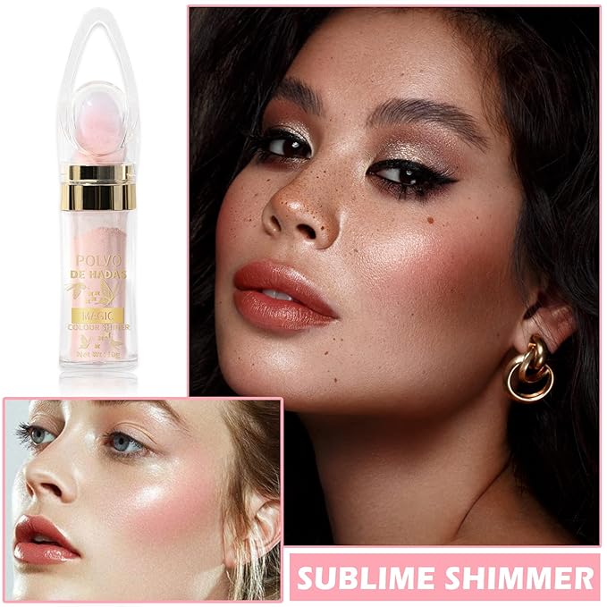Polvo De Hadas Highlighter Glitter Stick Body Glitter Shimmer Face Brightening Highlighter Contour Powder Makeup Stick Face Blusher Fairy Glitter Highlighter Makeup - 02#Fairy Pink-Velvo Beauty