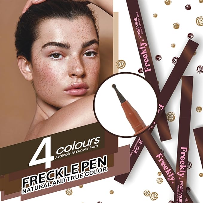Freckle Pen,2 PCS Faux Freckle Stamp Waterproof,Fake Face Freckles Stain Makeup Long Lasting Quick Dry,Natural Lifelike Soft Dot Freck Pen 2PCS-02 Medium-Velvo Beauty
