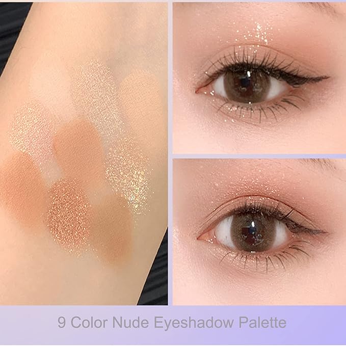 Violet Fairy 9 Color Eyeshadow Palette, Warm Neutrals (01)-Velvo Beauty