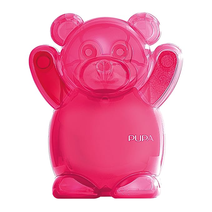 Pupa Milano Happy Bear Makeup Kit, 002 Fuchsia, 0.39 oz - Makeup Gift Set - Makeup Palette - Blush - Eyeshadow - Highlighter - Lip Gloss - Face Makeup-Velvo Beauty