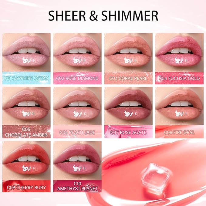 CATKIN Lip Plumper Gloss, Tinted Lip Serum with Hyaluronic Acid & Jojoba Oil, Non-sticky Volumizing Hydrating Formula for a High Shine Maximum 3D Look, Plump & Soft Lips 0.12 Fl Oz-C10 Amethyst Planet-Velvo Beauty