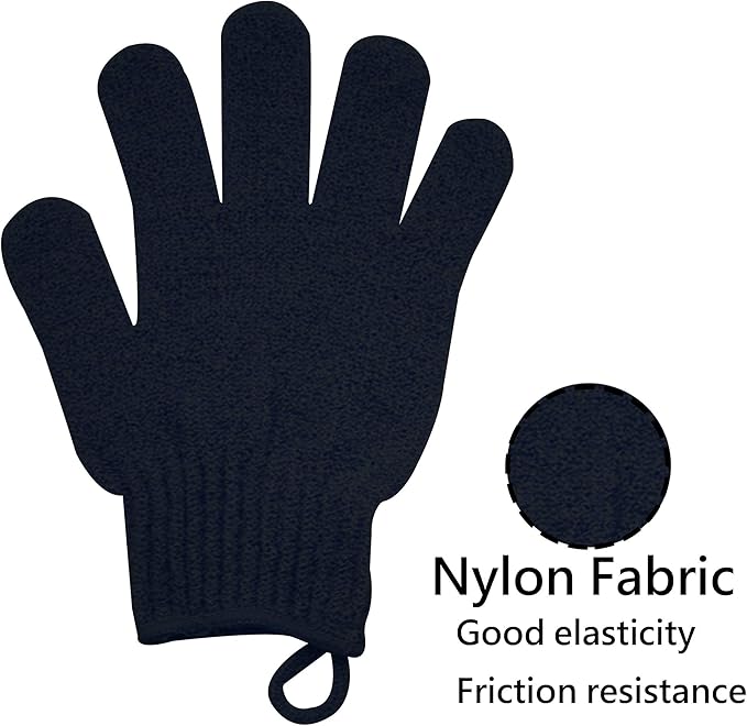 Exfoliating Glove with Hanging Loop - Bath Gloves 1 Pair Shower Gloves, Heavy Exfoliating Gloves for Men and Women Shower Gloves Body Wash Makes Skin Soft Healthy Body Exfoliating Gloves 1 Pair Black-Velvo Beauty
