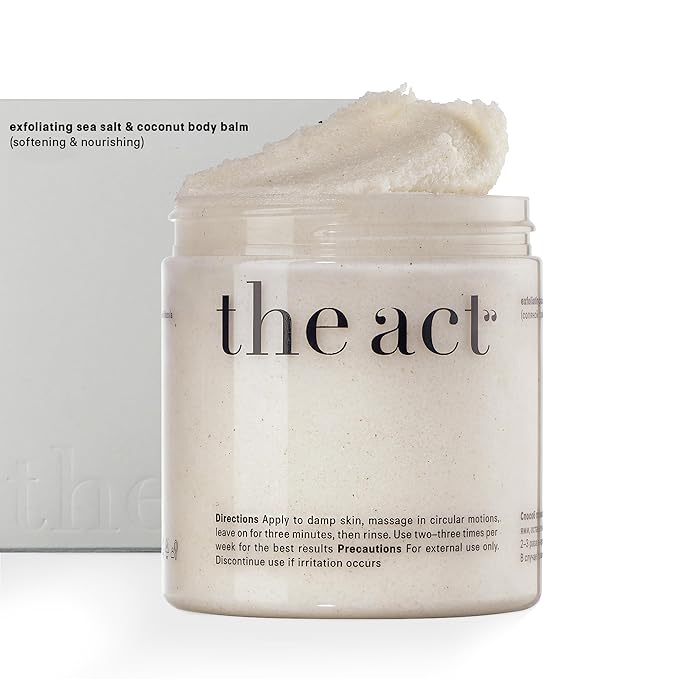 Exfoliating Body Scrub with Sea Salt & Coconut - Nourishing Restores Cleanser Body Balm - Home Spa Care, Vegan, Organic (10.58 Oz, Coconut)-Velvo Beauty
