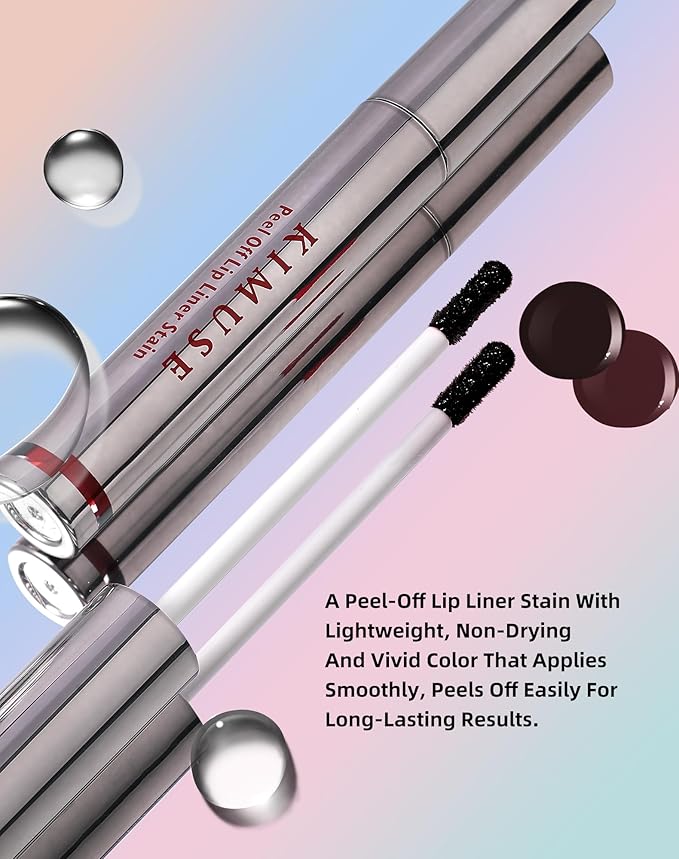 KIMUSE Lip Stain Peel Off, Peel Off Lip Liner Stain with Tweezer, Long Lasting, Waterproof, Transfer Proof Lipstains Color, Smudge-Free, Easy Removal, Matte Finish-Velvo Beauty