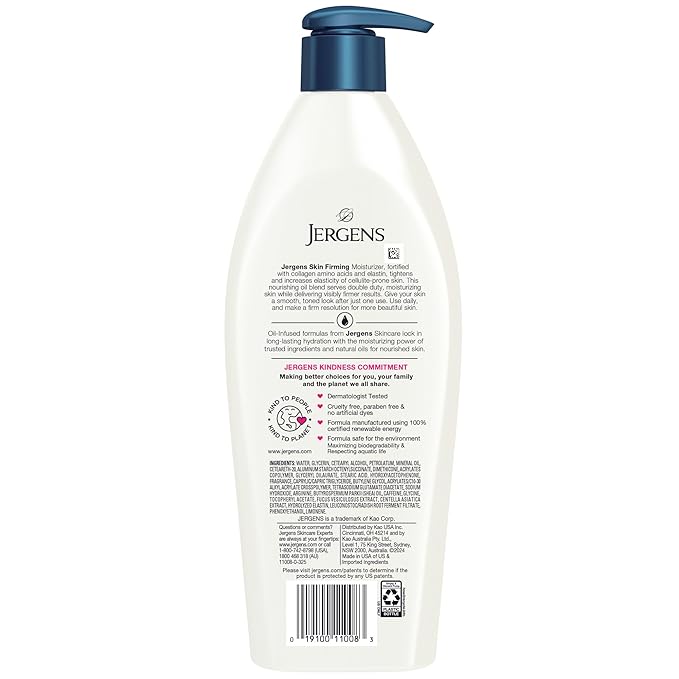 Jergens Skin Firming Body Lotion for Dry to Extra Dry Skin, Skin Tightening Cream with Collagen and Elastin, Dermatologist Tested, Hydralucence Blend Formula, 16.8 Oz, Pack of 3-Velvo Beauty