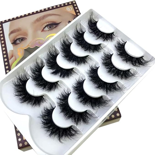 HBZGTLAD 6 Pairs Fluffy False Eyelashes Natural Faux Mink Strip 3D Lashes Pack (SR-1)-Velvo Beauty
