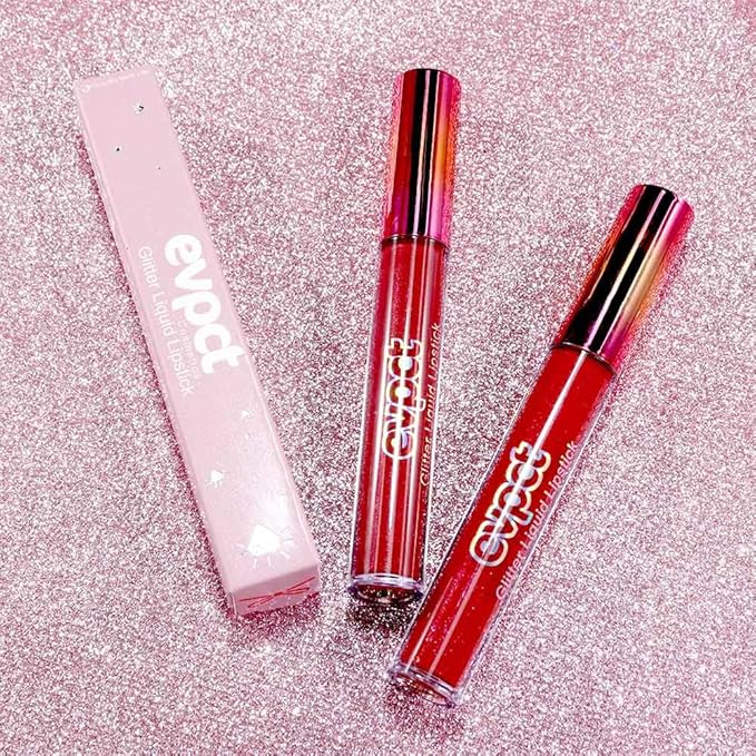 eevpct 2Pcs Mauve Red & Wine Red Matte to Glitter Liquid Lipstick Set Kit for Women Long Lasting Glossy Metallic Shimmer Sparkle Lipstick Lip Gloss 2+6-Velvo Beauty
