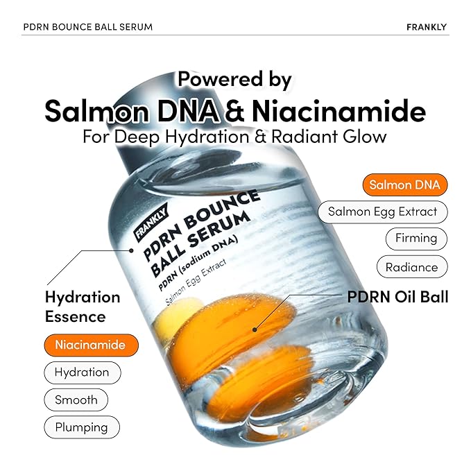 FRANKLY Salmon PDRN Bounce Ball Serum – PDRN Salmon DNA Serum for Plumping, Firming & Glass Skin | Glowing skin Booster | Lightweight, Non-Sticky Korean Skincare | 1.01 fl oz-Velvo Beauty