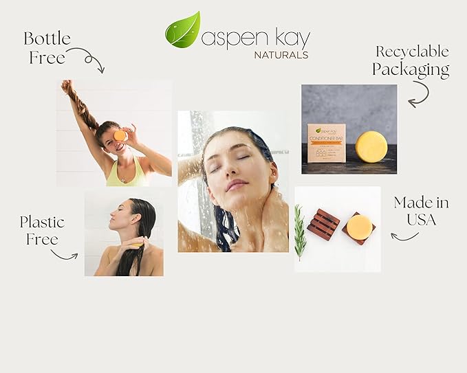 Aspen Kay Naturals Conditioner Bar, Lemongrass, 2.3 Ounce. Made With Natural & Organic Ingredients, All Hair Types including frizzy hair, Sulfate-Free, Cruelty-Free & Vegan-Velvo Beauty