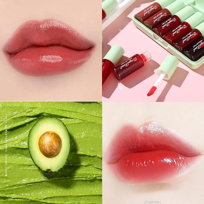 Miniling 6-Color Korean Lip Tint Set - Watery, Velvet Matte Lipsticks for Lips and Cheeks - Long-Lasting, Non-Stick, Shimmery-Velvo Beauty