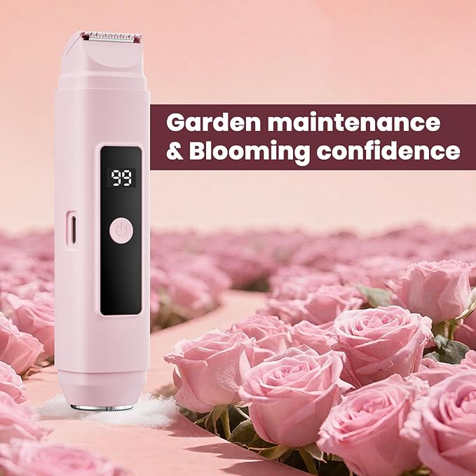 Bikini Trimmer for Women,IPX7 Waterproof Painless Electric Razors for Trip,Portable&Easy Cleaning Lady Underarm Pubic Leg Arm Body Face,Electric Shaver for Travel&Shower Use,Gifts for Women,Pink-Velvo Beauty