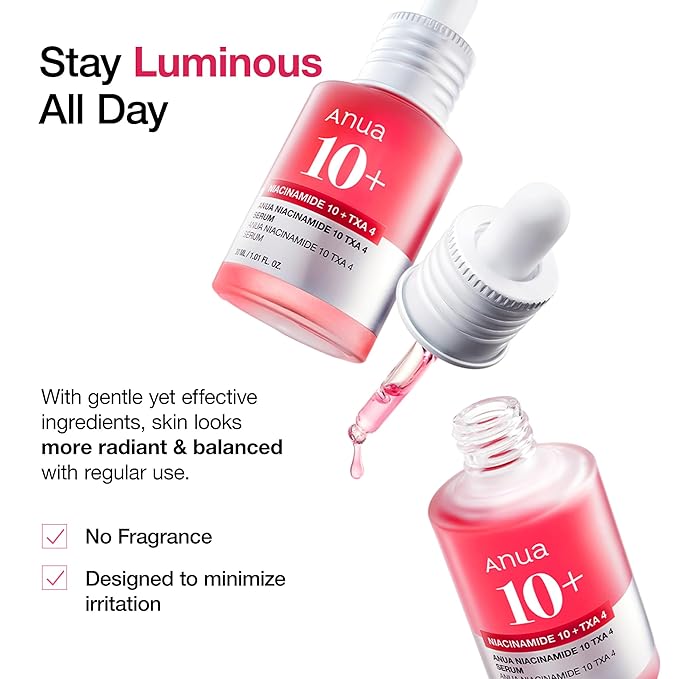 ANUA Niacinamide 10 + TXA 4 Serum, Hyaluronic Acid, Tranexamic acid, Facial Serum for Glass Skin, Clarifying, Radiant Complexion with Natural Color, Korean Skin Care (30ml /1.01 fl.oz)-Velvo Beauty