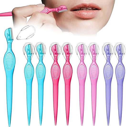 8 Pcs Small Eyebrow Razor for Women Portable Face Razors for Women Facial Hair Lip Trimmer Hair Shaving Removal Tool Dermaplaning Tool Eyebrow Shaver with Safety Cap for Makeup Face Care, 4 Colors-Velvo Beauty
